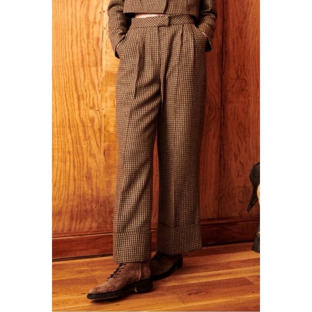 Anthropologie Brown Houndstooth Trousers